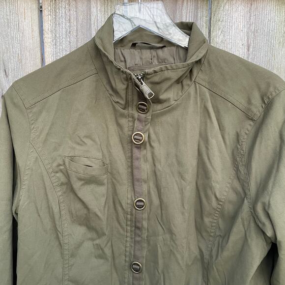 Prana Bomber Jacket Womens Full Zip Mock Neck Pockets Olive Green Size Large - Picture 3 of 9